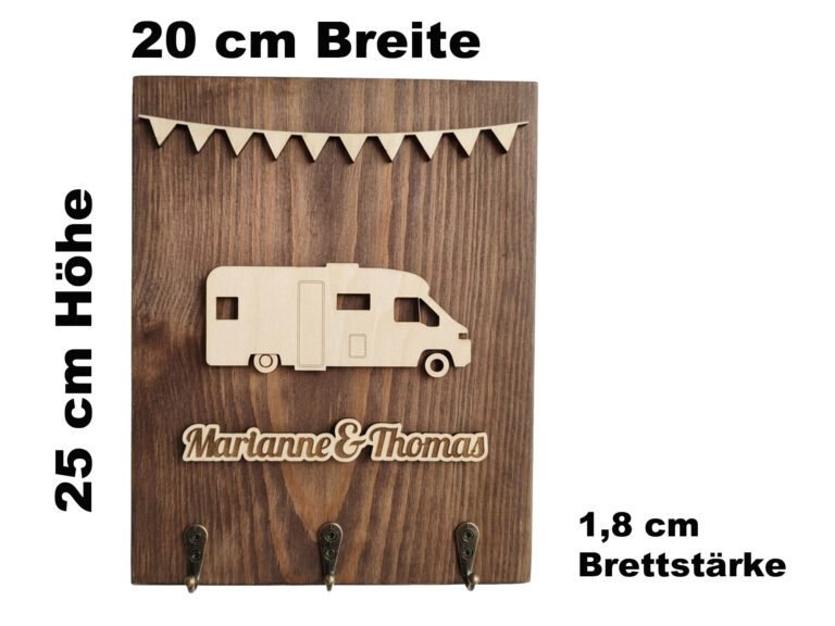 Handgemachtes Camping-Geschenk aus rustikalem Massivholz mit Gravur-Beispiel